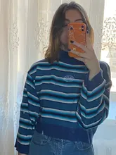 Harajuku-Jersey de algodón con rayas para mujer, Jersey largo y bonito de calle, 2018