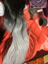 Peluca de pelo sintético para mujer, cabellera artificial de 26 pulgadas, largo, liso, negro, gris, con flequillo, Color gris, resistente al calor