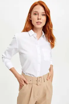 

DeFacto Women Slim Fashion Lapel Collar Shirt Office Lady Blouse Casual Solid Long Sleeves Tops Female Autumn - M0763AZ19AU