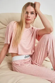 

Trendyol Polka Dot Rubber Detailed Knitted Pajamas Set THMAW21PT0198