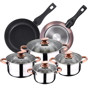 

10's Cookware Pieces SAN IGNACIO in stainless steel and aluminum forged sauce pans fit for ALL fireworks