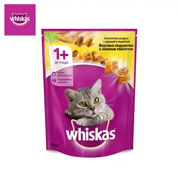 

Dry cat food Whiskas Delicious pads with gentle паштетом, Аппетитное assorted with chicken and индейкой, 800g