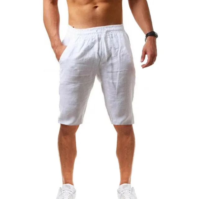 Spring Summer Casual pockets Trousers Shorts Buttons short men Bodybuilding Men's shorts Cotton Linen running shorts Bermudas Picture color