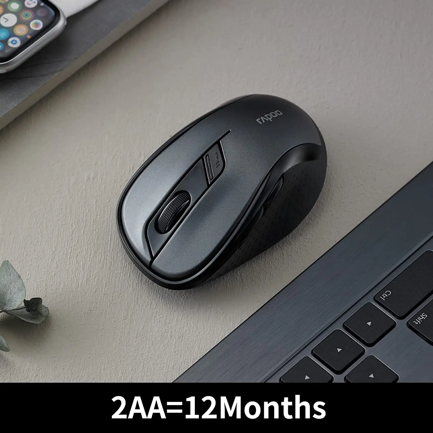 Rapoo M500G Multi-Device Bluetooth Mouse Noiseless Ergonomic Wireless Mouse for Computer PC Laptop 12 Months Long Battery Life