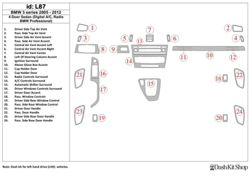 

Interior trim for BMW 3 Series 2005-UP. Set L87.