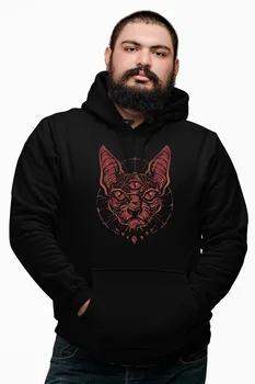 

Angemiel Wear Cosmic Pharaoh Cat Black Male Hooded Sweatshirt