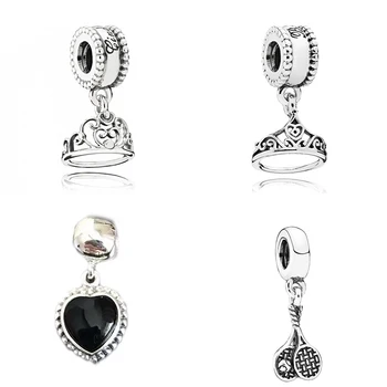 

2020 New High-quality Sterling Silver 925 disne Belle Tiara Dangle Cinderella Dangle Charmdiy Original 1:1 Woman Jewelry Gift