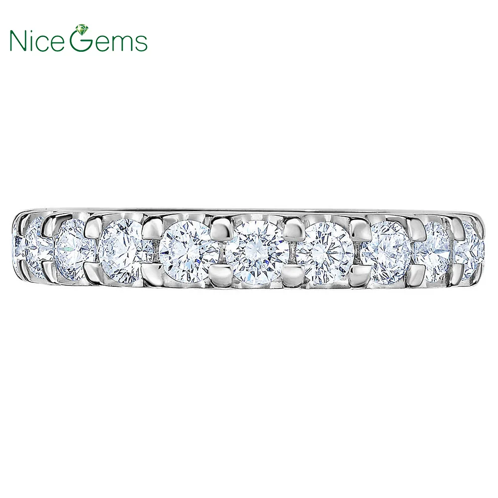 NiceGems, Платиновое кольцо вечности, круглый бриллиант, 2,00 ctw, Муассанит, обручальное кольцо, кольцо вечности, обручальное кольцо VVS1