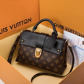 

Genuine Leather Handbags for Women 2020 Classic Printed Pattern Single Shoulder Messenger Bags Ladies Shopping Makeup Handbags