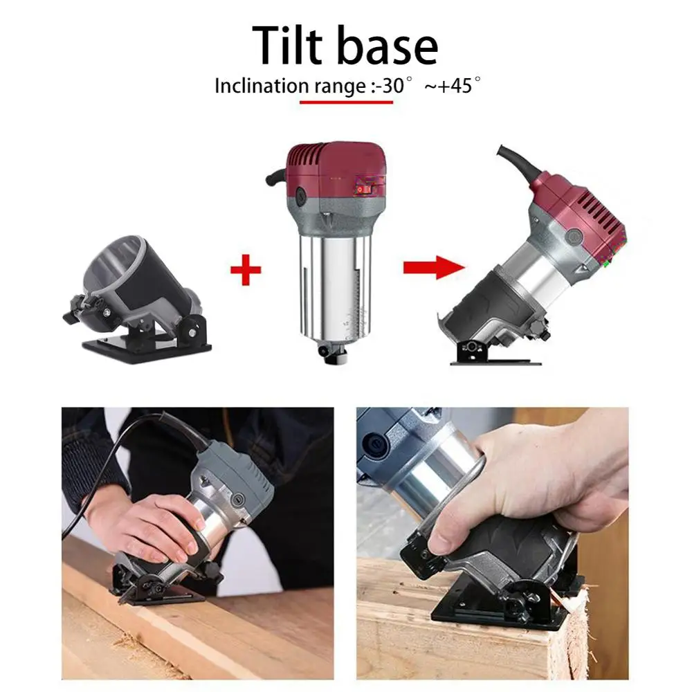 

Trimming Base Aluminum Alloy + Soft Glue For Milling Woodworking Tilt Multi-Angle Base Slotting Machine Base Accessories High Qu