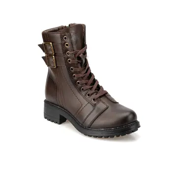 

FLO Women Boots Black Brown Khaki Army Postal Durable Leather Ladies Autumn Winter Shoes Женские сапоги NELA 9PR KINETIX