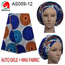 AS059 DHL-Лидер продаж дизайн Анкара головной убор матч 6 ярдов воск ткань африканский хлопок ткань уже сделано головной убор+ воск