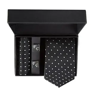 

Personalized D's Groom Black Tie Cufflink Hanky Set