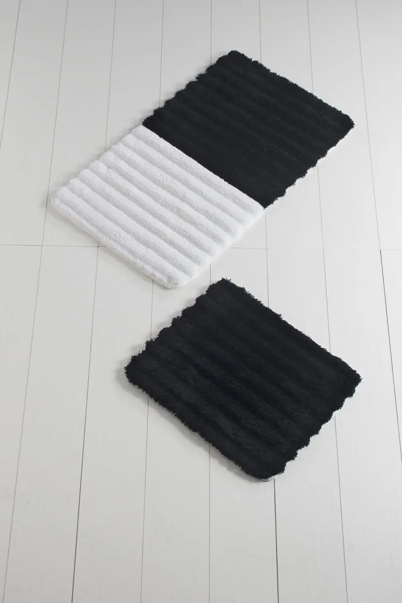 

Bath Mats Non Slip Anti Mould Mats Non Slip Anti Mould Soft Black 2'Li Set 60X100 Cm- 50X60 Cm