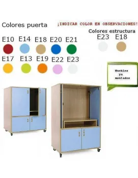 

School TELEVISION cabinet with doors 90X134X60 CM finished in Beech