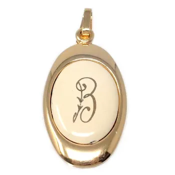 

Gold plated pendant letter B 25mm. Porcelain oval [AB7199GR] -Customizable-RECORDING INCLUDED IN THE PRICE