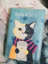 Passport Wallet Case Credit-Card-Holder Business-Card Travel Women Cartoon Fashion Cat