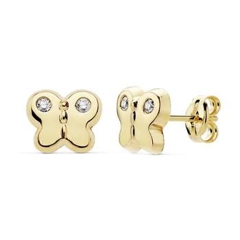 

18k gold earrings butterfly 7.5mm. Zircons wings [AB8922]