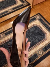 Zapatos de charol conciso para mujer, tacones de oficina puntiagudos, sexys, para fiesta, boda, poco profundos, Color Rojo