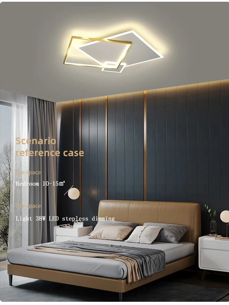 Modern LED Ceiling Lamp For Living Room Bedroom Dining Room Kitchen Lounge Gold Square Design Remote Control Chandelier Light glass chandelier