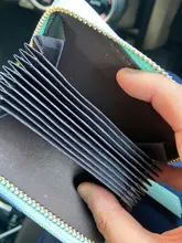 Tarjeta de portadores de identificación PU cuero titular de la tarjeta/negro/azul/Rosa titular de la tarjeta de negocio 11 Bits cremallera Color caso de la tarjeta de crédito