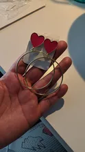 Big-Hoop-Earrings Charm Statement-Earring Fashion Jewelry Street-Style Copper Gold Heart
