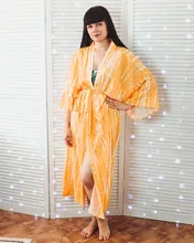 Bikini Cover-Ups Kimono Swim-Suit Beach-Wear Tunic Women Boho Carfigan Sexy Long Plus-Size