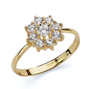 

18k solid gold ring 9 zircons [AA0647]