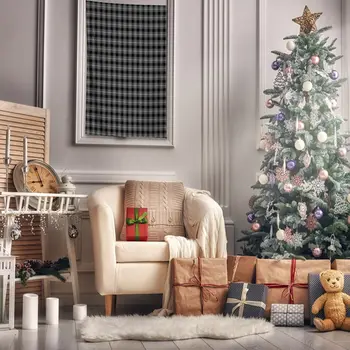 

Tapestry Tartan Plaid Pattern Traditional Style Fabric Design Artwork Printed White Black Gray