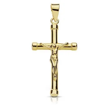 

Crucifix 18k gold Christ Cross round stick terminations chatons unisex