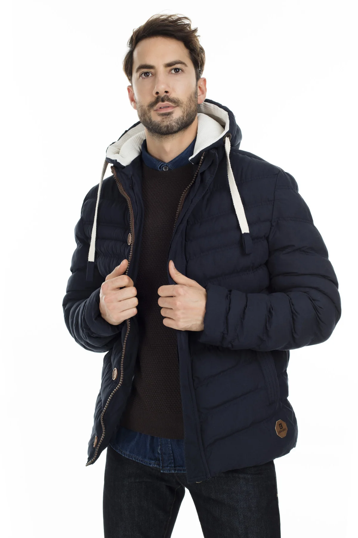 Тёмно-синий Buratti Slim Fit пальто с капюшоном мужские пальто 55618K5071 - Цвет: Тёмно-синий
