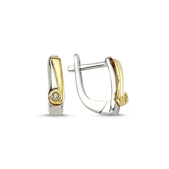 

Angemiel 925 Silver Zircon Stone Double Color Earrings