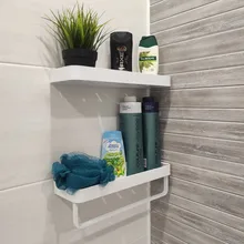 Bathroom Shelves Shampoo-Shelf White Aluminum Rack Painted-Space Single-Tier