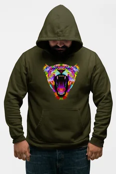 

Angemiel Wear Open Mouth Tiger Green Men 'S Hooded Sweatshirt