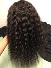 Peluca Frontal de onda profunda, pelucas de cabello humano con encaje Frontal, mojado y ondulado, transparente, rizado, brasileño