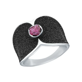 

Silver ring with corundum sunlight sample 925