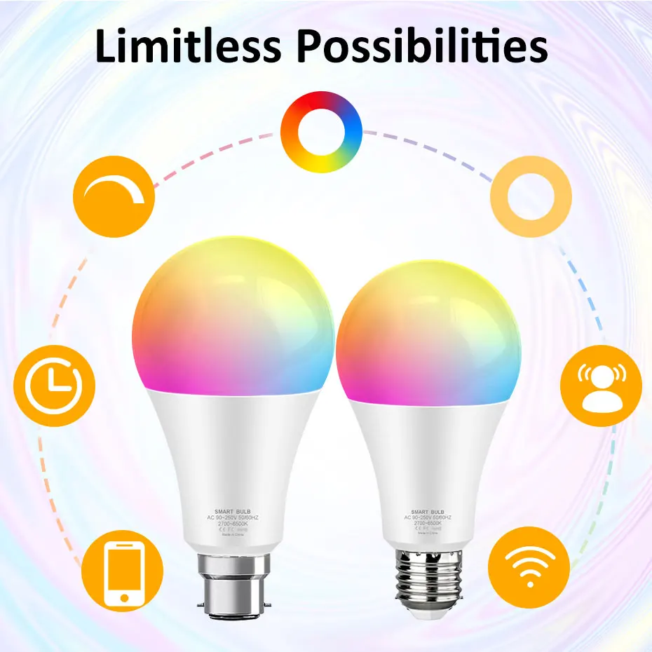 Фото Умсветодиодный Светодиодная лампа Zigbee 18 Вт E27 B22 RGB + WW + CW Tuya, приглушаемая лампа с Wi-Fi, голосовым управлением, совместима с Alexa, для домашнего декора №3