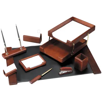 

Set of table 9 items, dark brown walnut