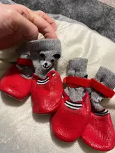 4 unids/set de algodón lindo caucho zapatos para perros impermeable antideslizante perro lluvia botas de nieve calcetines para perros grandes pequeños perros, gatos,