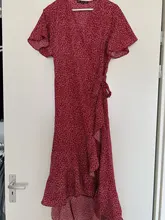 Maxi-Dress Wrap Boho Floral-Print Bodycon Ruffle High-Slit Long Sexy Hilorill Women Casual