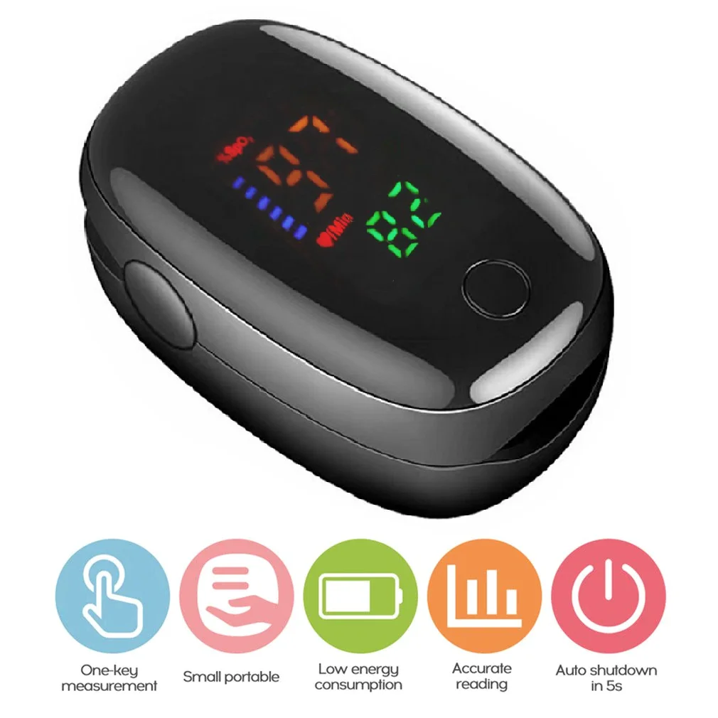 Finger Pulse Oximeter Medical Digital Finger Clip LED Screen Display SpO2 Heart Rate Monitor Blood Oxygen Saturation Meter