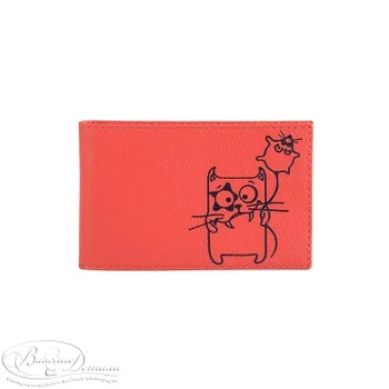 

ASKENT визитница стильная 100% натуральная кожа V 38 CH-GF цвет-грейпфрут