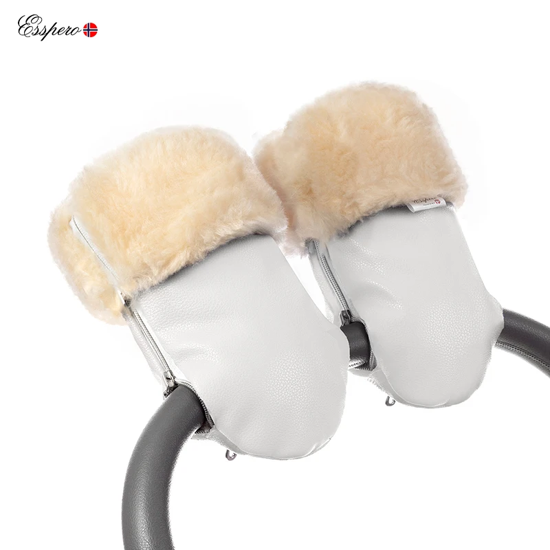 Муфта-рукавички для коляски Esspero Double Leatherette(Натуральная шерсть - Цвет: White