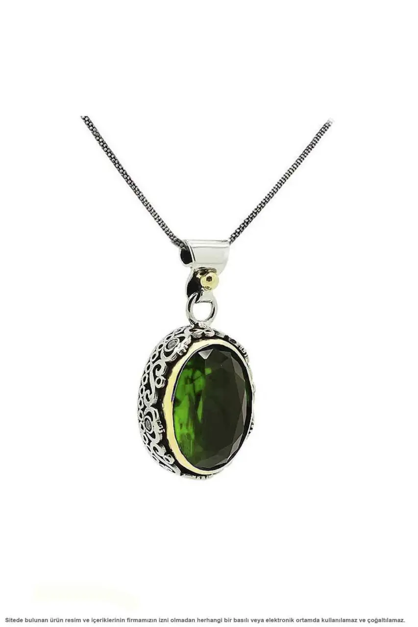 

Jade Green Stone Silver Authentic Necklace