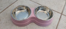 Alimentador de colores para mascotas, plato de acero inoxidable para alimento y agua de perros y gatos pequeños