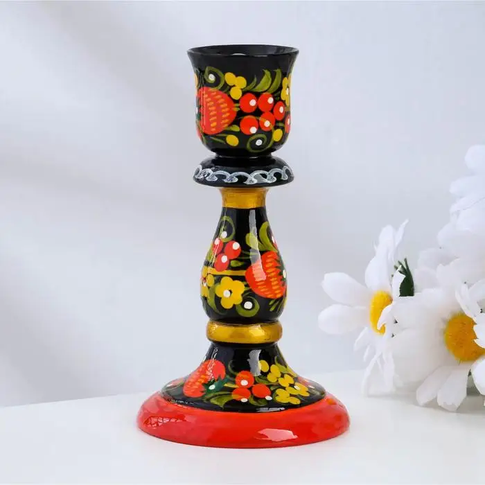 Candle holder medium with artistic painted | Дом и сад