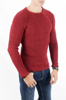 

DeepSEA Burgundy Bike Collar Thick Braided Narrow Cut Mercerized Sweater 1808073