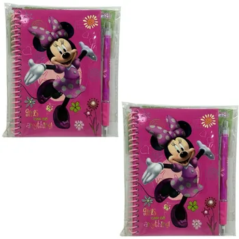 

2x notepads with Disney pen Minnie girls small school exercise book notepad