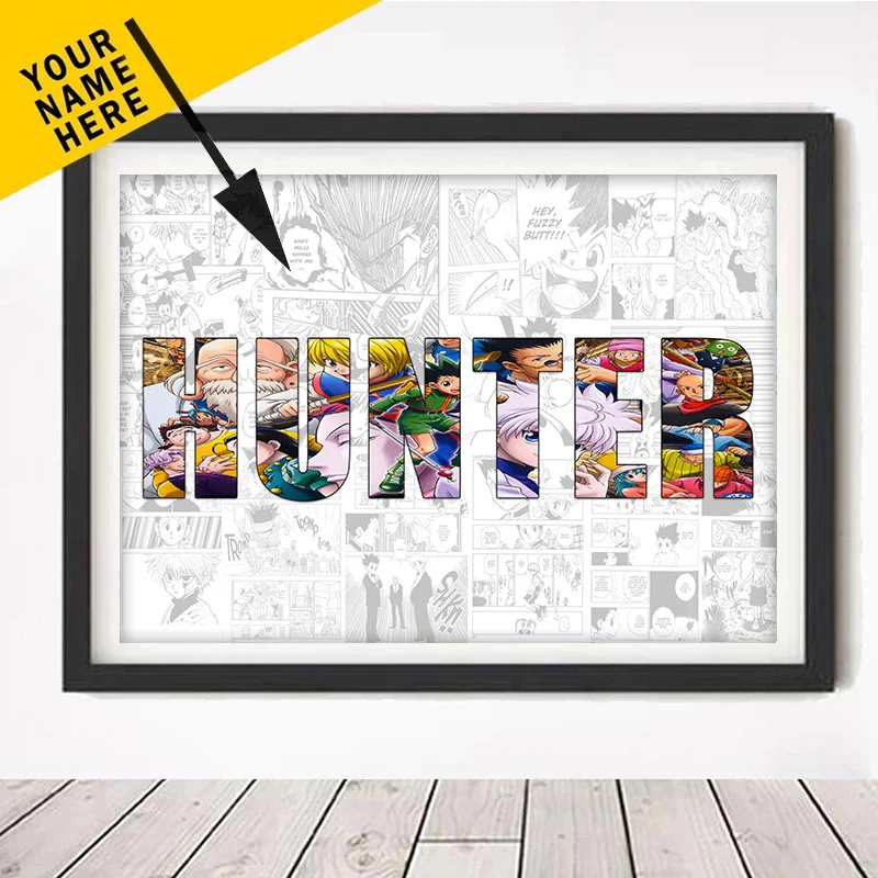 Personalised Hunter ×Hunter Theme NAME Word Art Print Killua Zoldyck Gon Freecss Customized Canvas Painting Kids Gift Wall Decor |