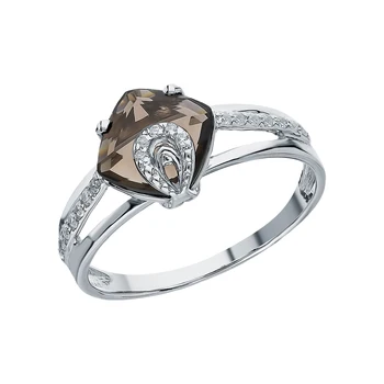 

Silver ring with раухтопазами sunlight sample 925